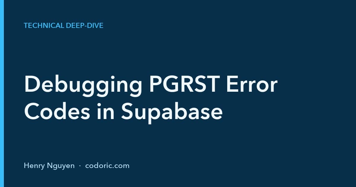 Debugging PGRST Error Codes in Supabase